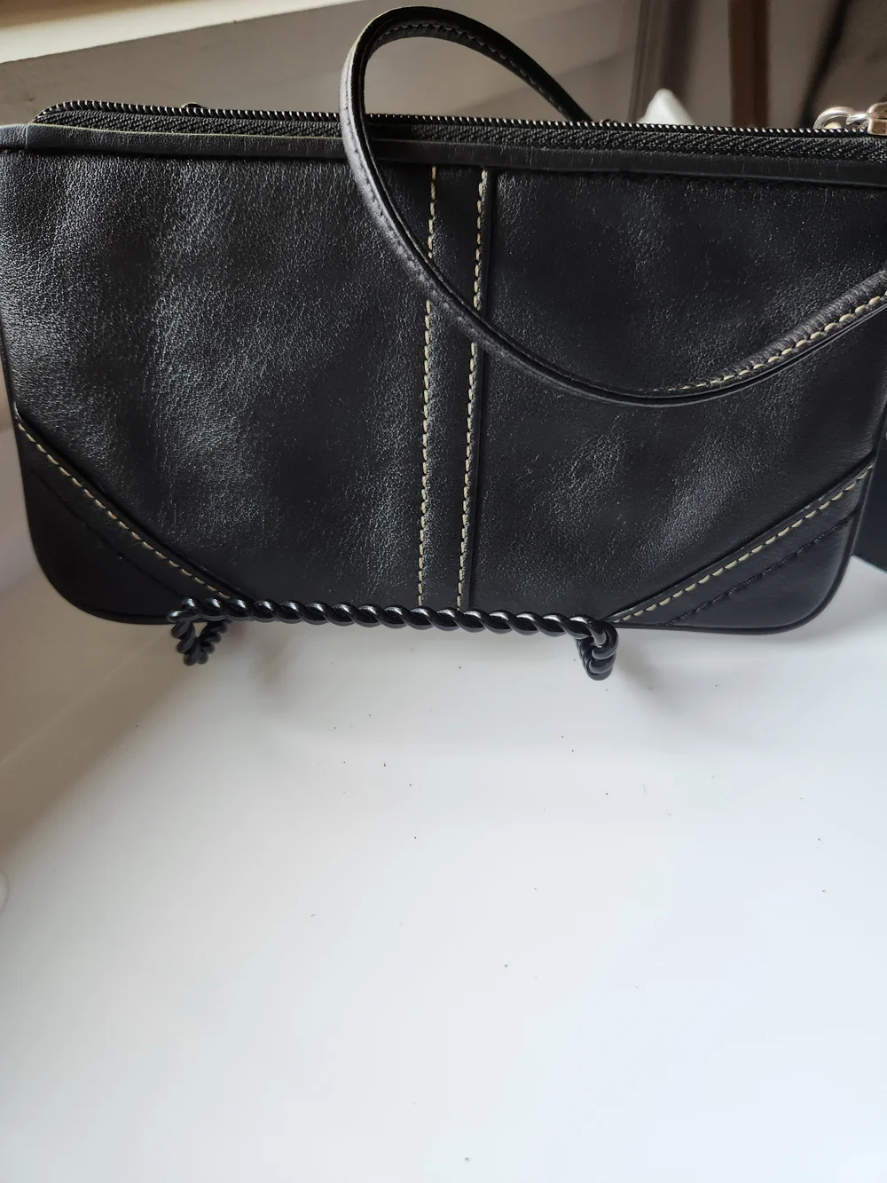 Vintage Coach Black Leather Wristlet